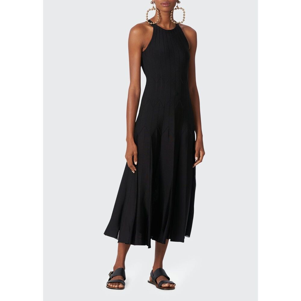 $2190 Carolina Herrera  sheer godet-skirt midi dress Size: M